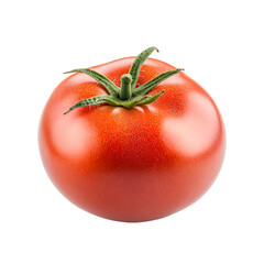 A single ripe red tomato on black background