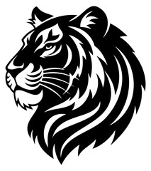 Obraz premium Tiger Head Jungle Animal Logo Sign Graphic Silhouette Shape Clipart Digital Art Illustration