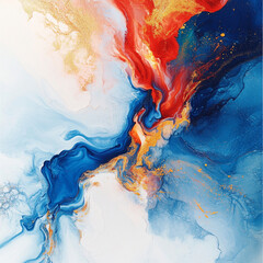 Fototapeta premium An abstract representation of masculine energy, with vivid streaks of blue, red and gold paint