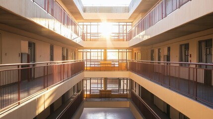 Fototapeta premium Golden Hour Interior Atrium ideal for street photography exhibition prints