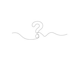 continus line Question mark icon in sketch style. white background.Illustration vector symbol.Editable stroke.