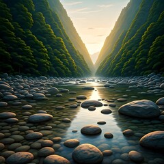 Fototapeta premium Jaflong’s Rocky Riverbed, Bangladesh