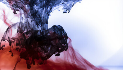 Abstract experimental photography, close-up shot of swirling ink in water