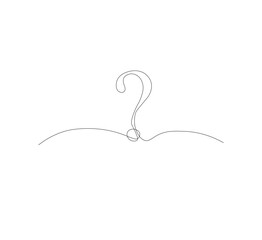 continus line Question mark icon in sketch style. white background.Illustration vector symbol.Editable stroke.