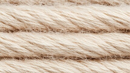 Fototapeta premium Close-up view of stacked, light beige, braided ropes.