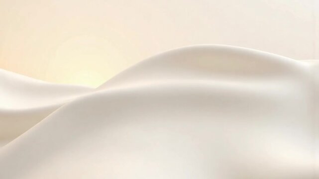White silk satin fabric motion with a smooth, flowing wave texture creates a soft, light backdrop design