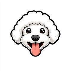 Fototapeta premium Cartoon illustration of a happy dog with fluffy white fur and a pink tongue