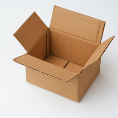 open cardboard box, empty cardboard box, cardboard box isolated on white
