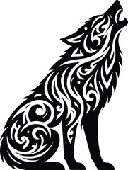 Obraz premium Tribal wolf silhouette howling with primal intensity