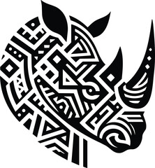 Geometric Tribal Rhino Head Silhouette Symbol