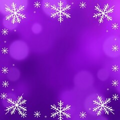 Elegant Winter Holiday Snowflake Frame on a Vibrant Purple Gradient Background