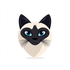 Illustration of a friendly cat with blue eyes and beige fur on a white background