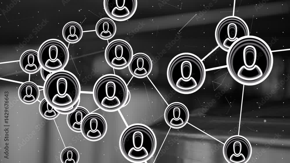Poster network being visualized in dark ui, showing circular user nodes linking with straight edges