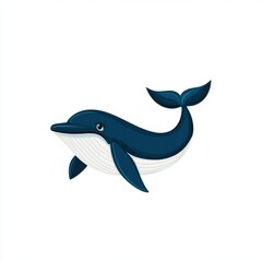 Obraz premium Cartoon illustration of a smiling blue whale with a dynamic pose