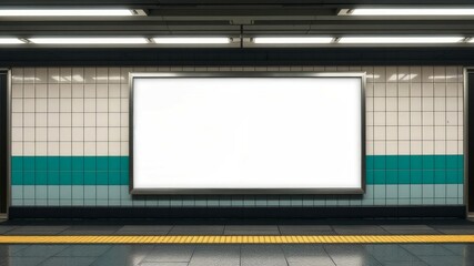 Blank Subway Station Advertisement Billboard Mockup Large White Panel Perfect for Your Design