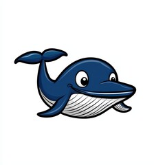 Cartoon whale illustration with smiling face and blue body