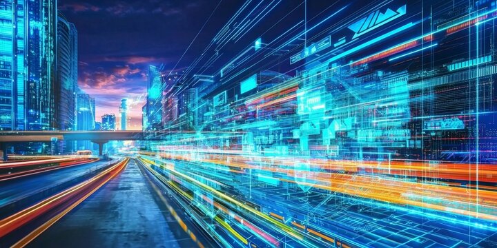 Artistic interpretation of contemporary infrastructure advancements.