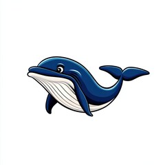 Obraz premium Cartoon illustration of a blue whale leaping out of the water