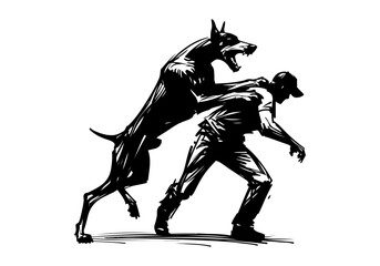 Doberman Dog Hand Drawn Illustration Sketch Vector Isolated by AZ for Books, Arts, Design and Decoration Graphic Asset