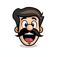 Cartoon illustration of a man with a large nose, thick mustache, and wide eyes wearing a tilted hat