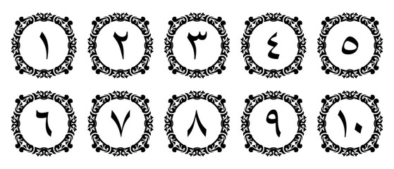 Luxury Arabic Numerals with Ornamental Design Isolated on White Background. Premium Editable and Scalable Vector Illustration for Elegant Backgrounds, Covers, and Page Decor
