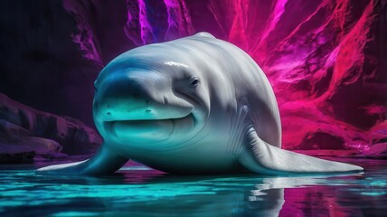 Fototapeta premium Beluga neon gradient background
