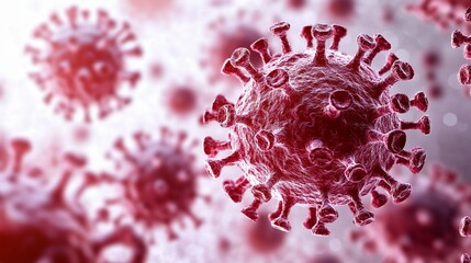 Detailed Illustration of Coronavirus Virions Microscopic View perfect for report cover design concep