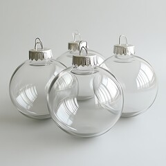 Clear, round, glass ornaments for Christmas trees