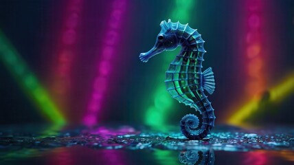 Seahorse neon gradient background