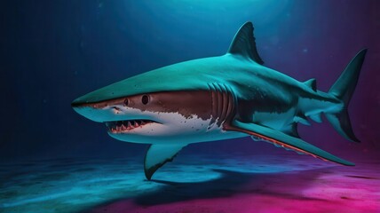 Obraz premium Shark neon gradient background