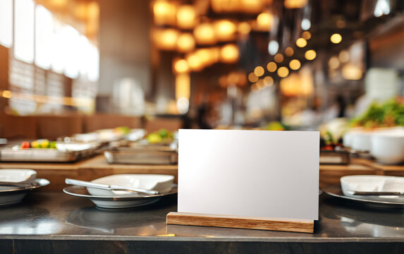 Blank menu card on restaurant table with elegant setting