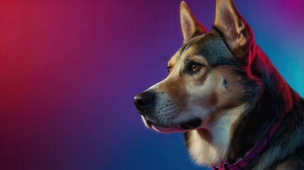 Fototapeta premium Dog neon gradient background