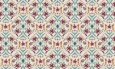 vector seamless pattern with colorful flowers