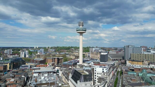 Central Town Center and Downtown Buildings at British City Centre of Liverpool, Maritime city in northwest England, United Kingdom