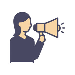 Fototapeta premium Activist Using Loudspeaker to Voice Message Icon Design