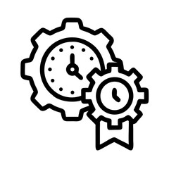 Badge with Clock and Gear Elements Icon Design