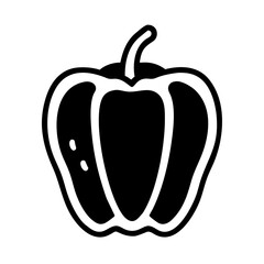 Bell Pepper Half Cut Showing Seeds Icon Design