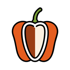 Bell Pepper Half Cut Showing Seeds Icon Design