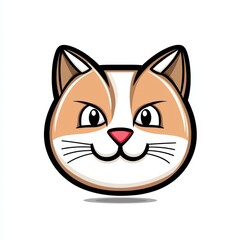 Obraz premium Cartoon illustration of a friendly cat face with large expressive eyes and a gentle smile