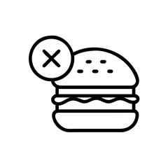 Burger with Cross Mark Icon Design