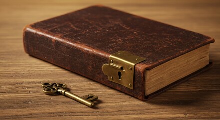 A locked diary with a key lying beside it, symbolizing hidden thoughts