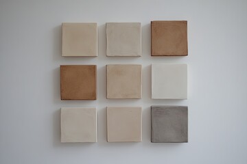 Collection of neutral colored ceramic tiles