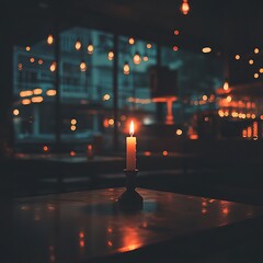 Lit Candle Cafe Night