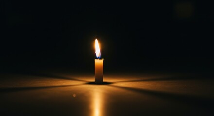 Burning Candle in Darkness, Photo