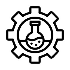 Flask Inside Gear Shape Icon Design