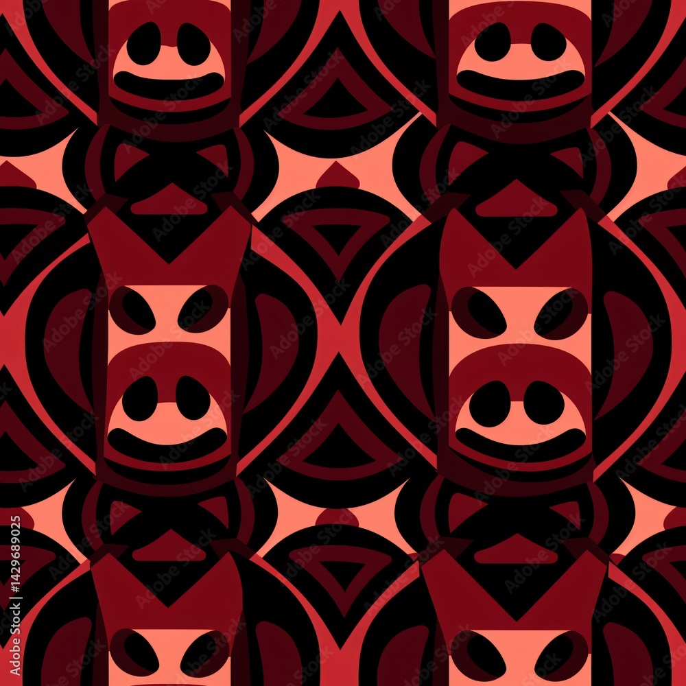 Poster abstract geometric pattern with red and black shapes. seamless background design for textile, wallpa