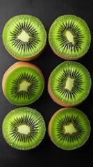 Fototapeta premium Fresh Kiwi Halves with Detailed Texture, Isolated on White Background, Showcasing Natural Vibrancy and Simplicity