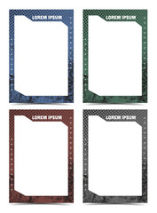 grunge card border photo frame template set vector illustration