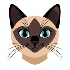 Fototapeta premium Stylized illustration of a cat's face with vivid blue eyes and light brown fur