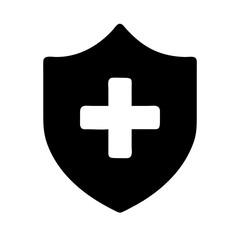 Health Shield with Protective Cross Icon Design